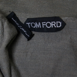 Tom Ford Brown Wool Long-Sleeve Knit Polo T-Shirt L