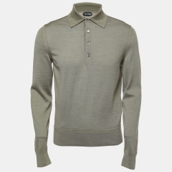 Tom Ford Brown Wool Long-Sleeve Knit Polo T-Shirt L