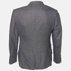 Pre Owned Tom Ford Black Textured Wool & Silk Shelton Tailored Blazer M