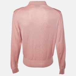 Pre Owned Tom Ford Light Pink Cashmere and Silk Polo Long Sleeve T-Shirt XL