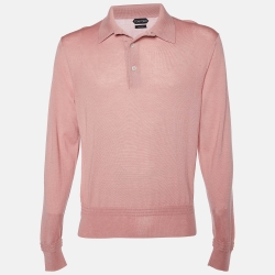 Light Pink Cashmere And Silk Polo Long Sleeve T-Shirt