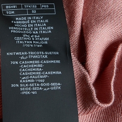 Pre Owned Tom Ford Light Pink Cashmere and Silk Polo Long Sleeve T-Shirt XL