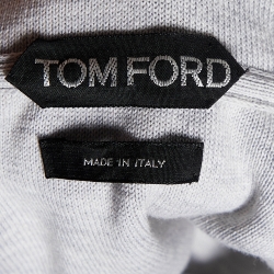 Tom Ford Grey Cotton Knit Zip Front Hooded Jacket M