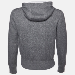 Tom Ford Grey Cotton Knit Zip Front Hooded Jacket M