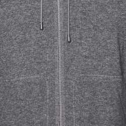 Tom Ford Grey Cotton Knit Zip Front Hooded Jacket M