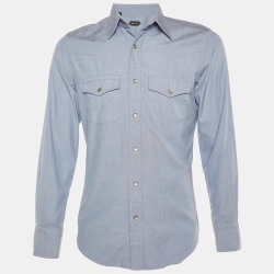Blue Cotton Button Front Shirt
