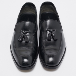 Pre Owned Tom Ford Black Leather  Slip On Loafers Size 44