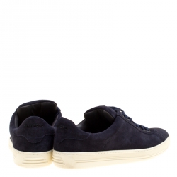 Tom Ford Navy Blue Suede Russell Sneakers Size 40.5