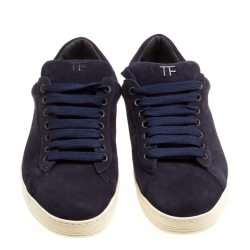 Tom Ford Navy Blue Suede Russell Sneakers Size 40.5