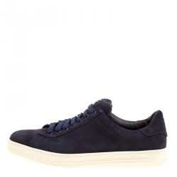 Tom Ford Navy Blue Suede Russell Sneakers Size 40.5