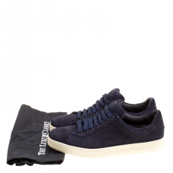 Tom Ford Navy Blue Suede Russell Sneakers Size 40.5