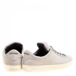 Tom Ford Grey Suede Russell Low Top Sneakers Size 41