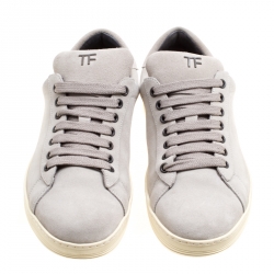 Tom Ford Grey Suede Russell Low Top Sneakers Size 41