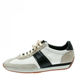 Tom Ford Tricolor Canvas And Suede Sneakers Size 41.5