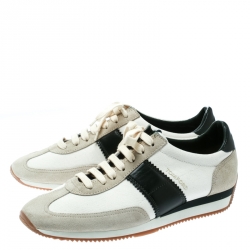 Tom Ford Tricolor Canvas And Suede Sneakers Size 41.5