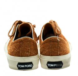 Tom Ford Tan Brown Suede And Leather Cambridge Lace Up Sneakers Size 42