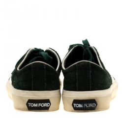 Tom Ford Green Suede Cambridge Lace Up Sneakers Size 42