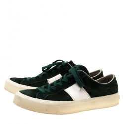 Tom Ford Green Suede Cambridge Lace Up Sneakers Size 42