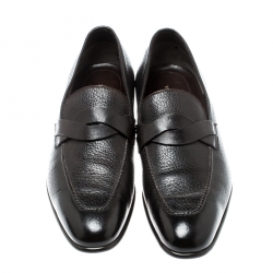 Tom Ford Brown Leather Adney Braided Band Loafers Size 43