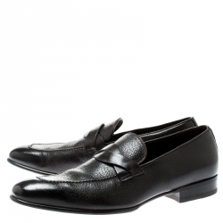 Tom Ford Brown Leather Adney Braided Band Loafers Size 43