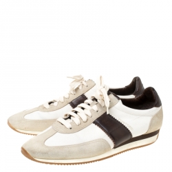 Tom Ford Tricolor Canvas And Suede Oxford Sneakers Size 43