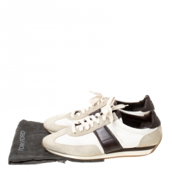 Tom Ford Tricolor Canvas And Suede Oxford Sneakers Size 43