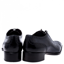 Tom Ford Black/Blue Brogue Leather Lace Up Oxfords Size 44
