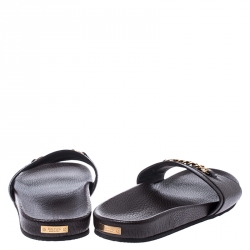 Tom Ford Brown Textured Leather Churchill Chain Slides Size 41