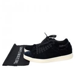 Tom Ford Dark Blue Velvet Russell Low Top Sneakers Size 42.5