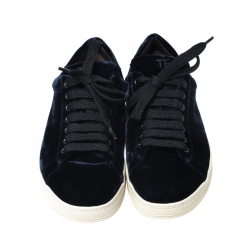 Tom Ford Dark Blue Velvet Russell Low Top Sneakers Size 42.5