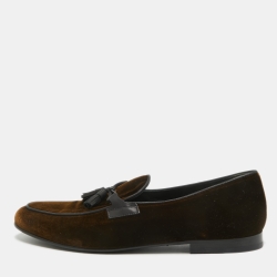 Brown/black And Leather Tassel Detail Slip On Loafers