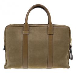 Tom Ford Brown Suede Buckley Flat Trapeze Briefcase