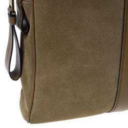 Tom Ford Brown Suede Buckley Flat Trapeze Briefcase