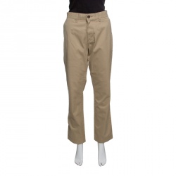 Beige Cotton Tailored Fit Chino Pants