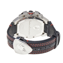 Pre Owned Tonino Lamborghini Black Stainless Steel Leather GT302SP Men's Wristwatch 42 mm 