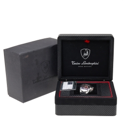 Pre Owned Tonino Lamborghini Black Stainless Steel Leather GT302SP Men's Wristwatch 42 mm 