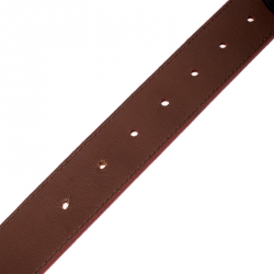 Pre Owned Tory Burch Orange Leather L Noe Reversible Logo Belt 115 CM