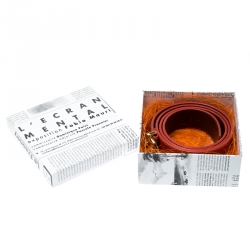 Pre Owned Tory Burch Orange Leather L Noe Reversible Logo Belt 115 CM