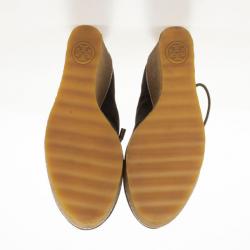 Pre Owned Tory Burch Olive Green Suede Lace Up Vicki Wedges Size 39.5