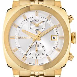 Pre Owned Trussardi Silver Gold Plated Stainless Steel Trussardi 1911 Men's Wristwatch 42MM