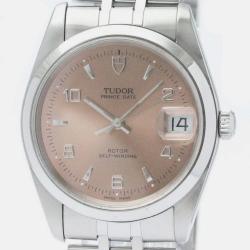Tudor Pink Stainless Steel Prince Oysterdate 74000N Automatic Men's Wristwatch 34 mm