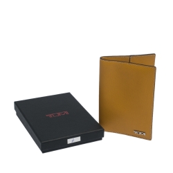 Pre Owned Tumi Mustard Leather Passport Cover