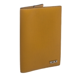 Pre Owned Tumi Mustard Leather Passport Cover