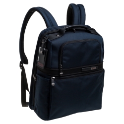 TUMI Blue Nylon and Leather Slim Solutions Backpack