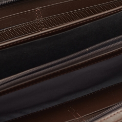 Pre Owned TUMI Grey/Brown Canvas and Leather Travel Zip Around Wallet