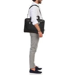 Pre Owned Tumi Black/Brown Nylon and Leather Burke Portfolio Slim Bag