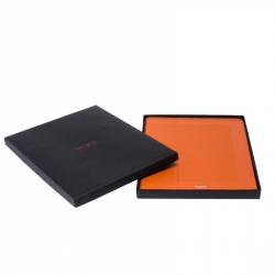 Pre Owned Tumi Orange/Black Leather and Rubber Prism iPad Air 2 Case