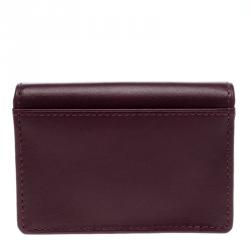 Pre Owned Tumi Burgundy Leather Card Case