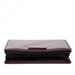 Pre Owned Tumi Burgundy Leather Card Case
