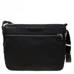 Tumi Black Nylon and Leather Arrive Galeao Messenger Bag